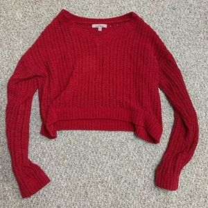 Cute red sweater!